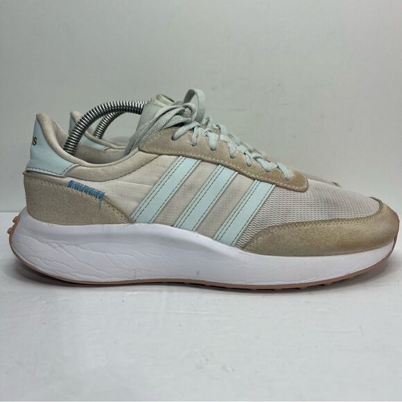 Adidas Run 70s Off White Blue Lace Up Running Shoes - Picture 1 of 8